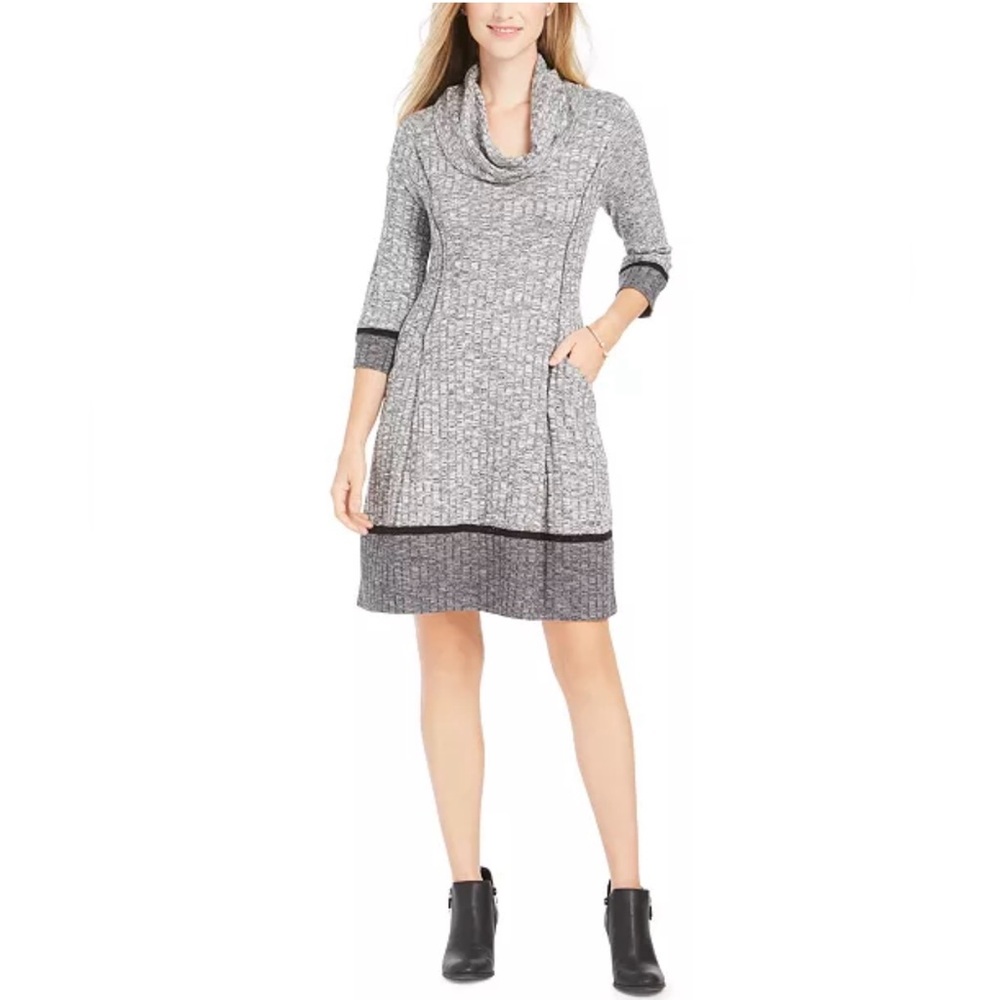 Robbie Bee Gray Cowlneck Sweater Dress
